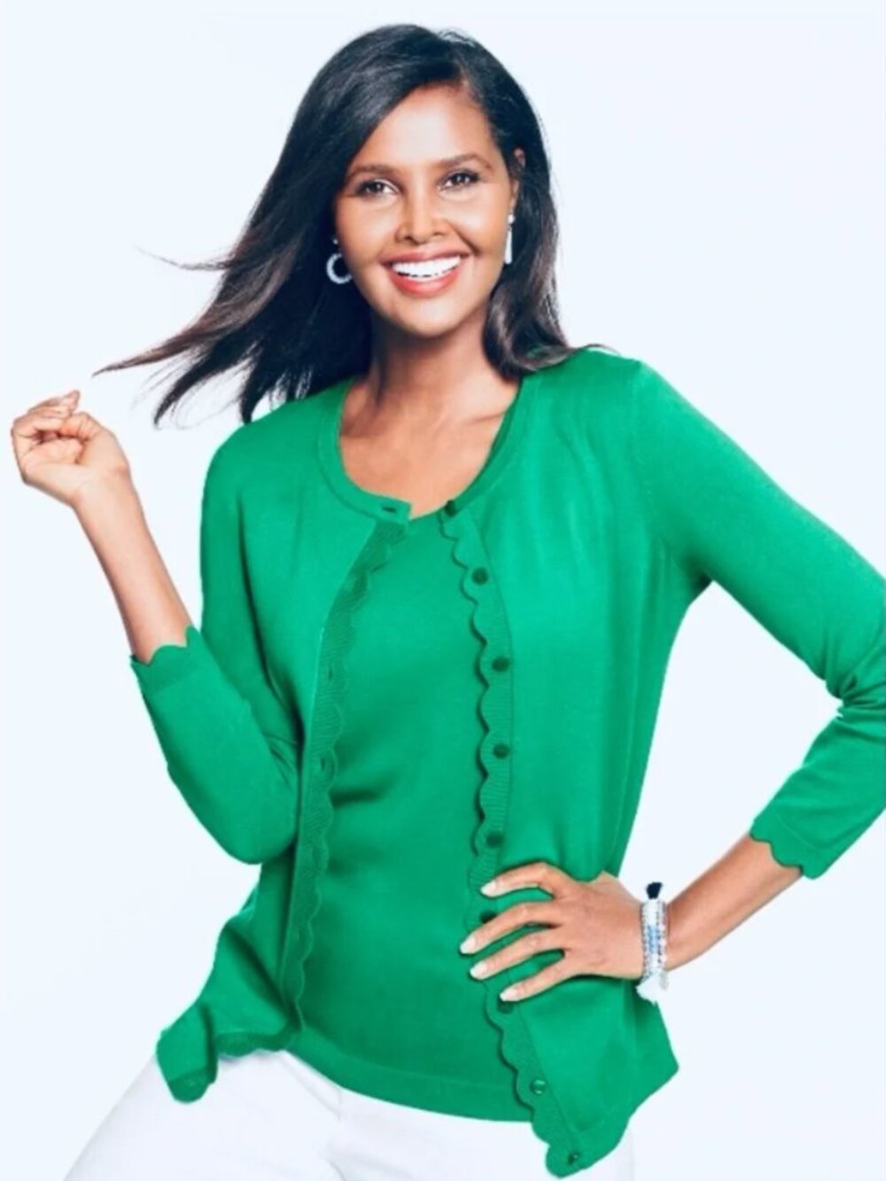 Talbots Scalloped Edge Green Cardigan Sz XS